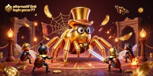 Bet on your luck with alternatif link login gacor77 in this vibrant casino-themed scene
